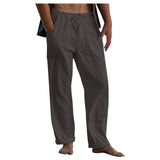 Foesce New Men's Casual Cotton Linen Pants Male Summer Large Size Breathable Solid Color Trousers Sports Fitness Streetwear S-5XL