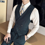 Brand Clothing Men Spring High Quality Double Breasted Blazers Vest/Male Slim Fit Casual Suit Vest Sizing Up S-4XL