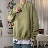Foesce Men Sweatshirts Autumn Winter Fashion Solid Color Long Sleeve Pullover Male Korean Harajuku Oversized Hoodies Streetwear