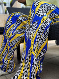 Vintage Ribbed Patchwork Leopard Pants Men Fashion Popular Loose Straight Trousers Spring Summer Mens Casual Waist Tie-up Pants
