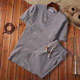 Spring Autumn Linen Suit Men's Long-sleeved Trousers Breathable Men's Casual Summer Cotton Linen Two-piece Suit
