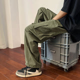Foesce Big Pockets Casual Cargo Pants Men's Vintage Hip-hop Pants Fashion Loose Straight Wide Leg Pants Men Streetwear Trousers Male