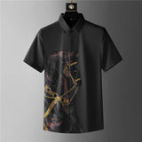 Foesce Shirts Mens Luxury Top Diamond Men's Shirt Long Mouw Slim Casual Shirt Black Animal Horse Shirt Social Camisa Hombre