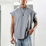 Summer Casual Men's Sleeveless Tank Tops Streetwear Fashion Loose Hooded Vest Pullover Men Clothing Leisure Camisole Streetwear