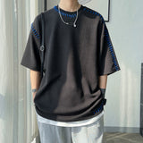Manual Sewing Men's Summer T-shirts Korean Man Oversized Short Sleeve Tshirt Streetwear Men Women Tops Tees