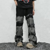 Foesce Ropa Grunge Y2K Streetwear Stacked Jeans Baggy Pants Men Clothing Patchwork Straight Loose Long Trousers Vetements Homme
