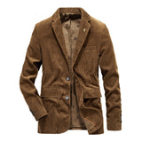 Foesce New Solid Color Men Blazers Luxury Corduroy Casual Slim Suit Jacket Business Social Office Dress Coat Streetwear Men Clothing