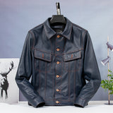 Fashion wholesales quality cowhide jacket.Men plus size rider slim genine leather coat.sales leather cloth.