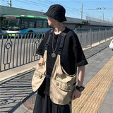 Foesce Motorcycle Biker Tactical Vest Large Tank Tops Pocket Cargo Summer Casual Suspenders Shirt Man Loose Sleeveless Safari Jacket