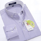 Classic striped men's business casual long-sleeved shirt brand clothing gentleman elegant wedding party loose shirt