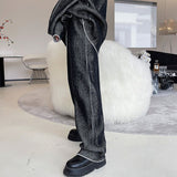 Fashion Menswear Elastic Waist Knitting Trousers New Loose Straight Long Pants Tide Autumn Winter Warm Swaetpants