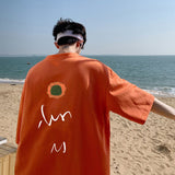 Foesce Summer Sunflower Letter Graphic Men Tshirts Harajuku Short Sleeve Casual Loose T Shirt O Neck Male Tees Tops Unisex