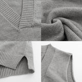 Knitted Vest Autumn Winter Thin Style Men's V-neck Sweater Sleeveless Vests Undershirt Loose Vintage Trend Kinttwear Tops