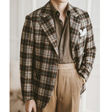 Woolen Blen Dplaid Retro Blazer Hombre  Casual  Men's Coat Slim Long Sleeve Gentleman Suit Blazers Chaquetas Hombre De Vestir