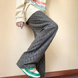 Winter Thick Plaid Pants Men Warm Fashion Casual Oversized Wide Leg Pants Men Streetwear Loose Straight Pants Mens Trousers