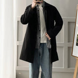 Autumn New Trench Coat Korean Fashion Male Streetwear Windbreaker Single Breasted Men Solid Color Casual Loose Long Overcoat
