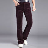 Foesce New Corduroy pants Mens Business Casual Slim Bootcut Flared for Men Boot Cut Flare White Red Black Long Trousers