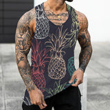 Foesce Men's Hawaii Palm Tree Printed Sleeveless Tee Tank Tops Summer Casual Beach Vest O Neck Shirt Men Gym Clothing Bodybuilding