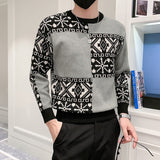 Korean Style Men Christmas Sweater Autumn and Winter Warm O-Neck Sueteres Para Hombre Slim Fit Snowflake Print Knitted Pullovers