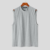Tops Korean Style New Men Personalized Hollow Waistcoat Casual Streetwear Male Solid Simple Sleeveless Vests S-5XL