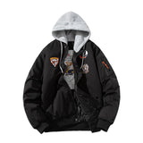Winter Pilot Jackets Men Military Bomber Jacket Badge Embriodery Basketball Coat Hooded Parkas Male Fashion Autumn Black Brown
