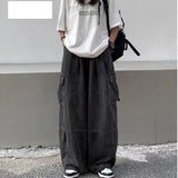 Foesce Spring Autumn Trousers y2k baggy jeans for men Wide leg Pants Pockets Elastic Waist Streetwear Loose comfortable Pants