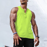 Men Casual Breathable Slim Sports Shirt Fashion Pullover Vest Summer Sleeveless Sports T-Shirts Men's Solid Color Vest Tops