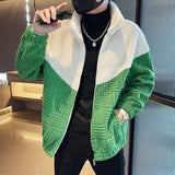 Winter Lambswool Jackets Men Fashion Splicing Parkas Standing Collar Thicken Keep Warm Coats Casual Business Casual Outwear