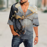 Mens Vintage  T-shirt Summer Top Casual Blouses Shirts Half Sleeve Cotton Linen Shirts Men Loose Baggy Shirt Silk Chemise Homme