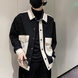 Denim Jacket Korean Version Loose  Spring and Autumn New Splicing Retro Short Color Contrast Jeans Jacket