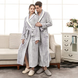 Plus Size Flannel Couple Robe Sleepwear New Autumn Winter Long Kimono Bathrobe Gown Nightwear Casual Coral Fleece Home Clothes