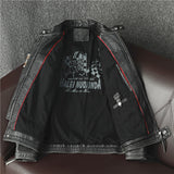 Foesce Biker Popular motor style Vintage men's quality genuine leather Jacket slim 100% natural cowhide coat.Dermis