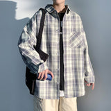 Men's Plaid Long Sleeve Shirts Art Style Autumn Korean Shirt Woman Fashion Trend Casual Oversize Shirt Quality Clothing New