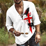 Mens Vintage  T-shirt Summer Top Casual Blouses Shirts Half Sleeve Cotton Linen Shirts Men Loose Baggy Shirt Silk Chemise Homme
