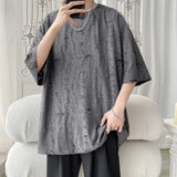 Summer Men's T-shirts Casual Cotton Perforated Harajuku College Youth Hip Hop Unisex Trendy Personality Loose Short Sleeve Top
