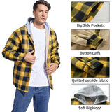 Men's Flannel Shirts Jacket Fleece Lined Plaid Coat Button Up Shirt Hoodie Winter Outwear