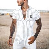 Summer Short Sleeve Men's Slim Shirts Fashion Graphic Print Button-up Shirt Streetwear Men Clothing Classic Turn-down Collar Top
