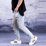 Hole Jeans Men's Summer Trend Nine Points Pants Tide Brand Big Hole Exaggerated Super Hole Denim Pants High Street