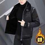 Autumn Winter Men's Leather Jackets Suede Collar Motorcycle Jacket Fur Integration Coat Social Casual Overcoat Men Clothing