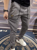 Foesce Pitting Plaid Pants Cool Fashion Street Tight Trousers High Quality Men's Casual Pants Luxury Brand Clothing