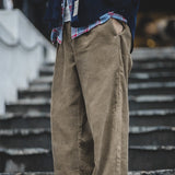 Maden Men's Corduroy Pants Large Size Baggy Vintage Wide Pants Loose Straight Cargo Trousers Male Winter Warm Classic Streetwear
