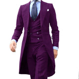 Foesce New Arrivel Long Coat Designs Chinese Red Men Suit Gentle  Tuxedo Prom Blazer Custom 3 Pieces (Jacket+Vest+Pants)