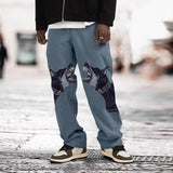 Straight Printed Dog Head Casual Pants Men Loose Skateboard Trousers Fashion Trend Man Sports Hip Hop Solid Streetwear