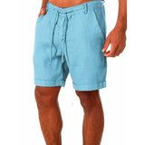 Foesce New Men's Cotton Linen shorts Pants Male Summer Breathable Solid Color Linen Trousers Fitness Streetwear S-4XL
