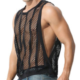 Men Tank Tops Sleeveless Undershirts Sexy Mesh Sheer Hollow Vest See Through Fishnet T Shirt Muscle Tee Singlet