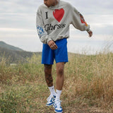 Summer New Popular Loose Top Printed Sweatshirt Casual Suit Fashionable Men's Two-piece Set