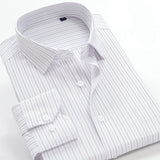Classic striped men's business casual long-sleeved shirt brand clothing gentleman elegant wedding party loose shirt