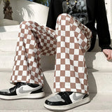 Harajuku Streetwear Plaid Men's Hip Hop Pants Couple Clothing Streetwear Brand Male Casual Large Size Trousers