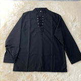 Men Blouse Medieval Knight Tunic Vintage Lace Up Shirts Halloween Costume for Viking Pirate Cosplay Male Blusas