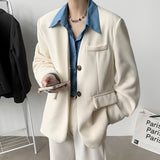 Winter Thicken Corduroy Blazer Men Fashion Social Mens Dress Jacket Korean Loose Two Piece Suit Jacket Mens Thick Formal Blazer